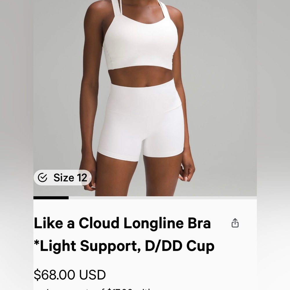 Lululemon Like a Cloud Longline Bra
*Light Support - White
